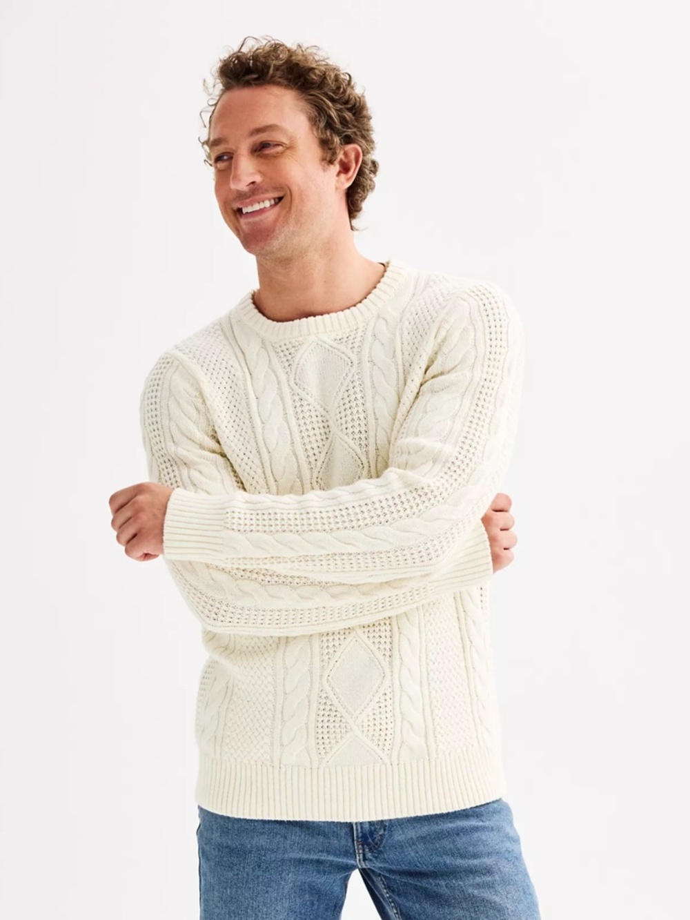 NWT Men's Sonoma Goods For Life® Heavyweight Fisherman Crewneck Sweater